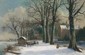 Figures In A Winter Landscape - Pieter Casper Christ