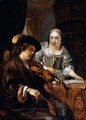 An Interior With A Man Playing The Violin And A Woman Singing - Hendrick Verschuring