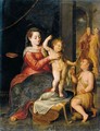 The Virgin And Child In A Classical Setting, St. John The Baptist Kneeling Nearby - Bernaert De Rijcke