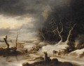 A Winter Landscape With Bandits Ambushing Travellers - J. Van Velden