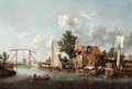 A Dutch River Landscape With Three Ships And A Boat - (after) Jacobus Storck