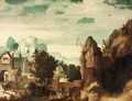 Landscape With A Mountaintop Castle Above A Walled Town - (after) Lucas Gassel
