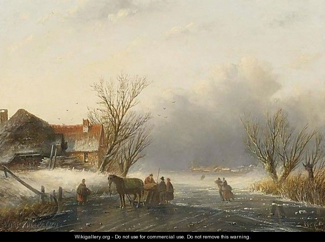A Winter Landscape With A Horse-Sledge On The Ice - Jan Jacob Coenraad Spohler