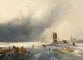 A Winter Landscape With Figures On A Frozen Waterway 3 - Charles Henri Leickert