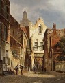 Villagers In The Streets Of A Sunlit Dutch Town - Adrianus Eversen