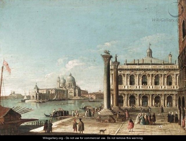 Venice, A View Of The Piazzetta, Looking Towards The Libreria And The Entrance To The Grand Canal, With The Dogana And Santa Maria Della Salute - Venetian School