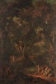 Wooded Landscape With Figures Resting Beside A River, And Children Fighting In The Foreground - (after) Hendrick Willem Schweickardt