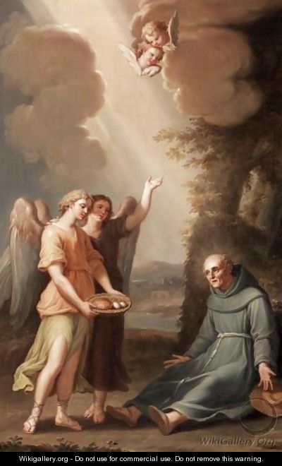 Saint Francis Being Fed By The Angels - Antonio Cavalucci