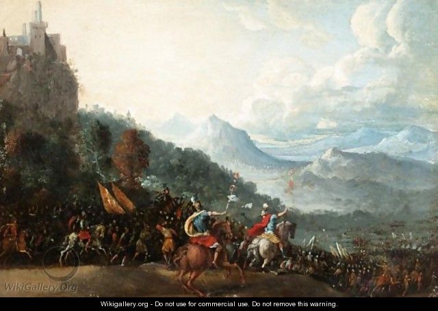 Extensive Mountainous Landscape Witha Roman Army Marching Into Battle - (after) Filippo Napoletano