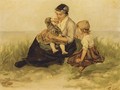 A Mother And Her Children In The Dunes - Philippe Lodowyck Jacob Sadee
