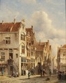 Figures In The Sunlit Streets Of A Dutch Town - Pieter Gerard Vertin