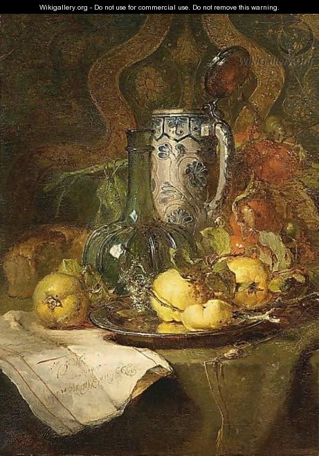 A Still Life With Quincepears And A Pitcher - Maria Vos