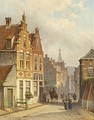 Villagers In The Sunlit Streets Of A Dutch Town - Eduard Alexander Hilverdink