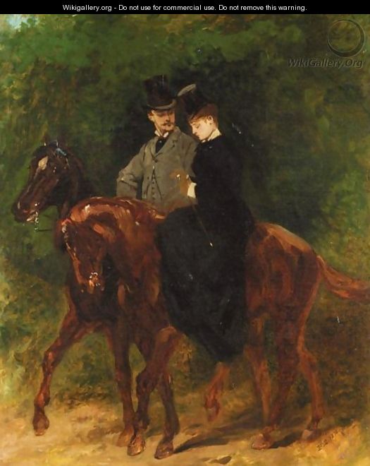 A Couple Out Riding - Jean Baptiste Edouard Detaille