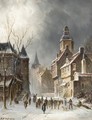 A Street Scene In Winter - Hendrik Barend Koekkoek