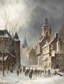 A Street Scene In Winter - Hendrik Barend Koekkoek