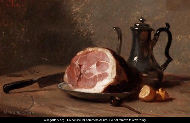Still Life Of Ham - Eugene Lepoittevin