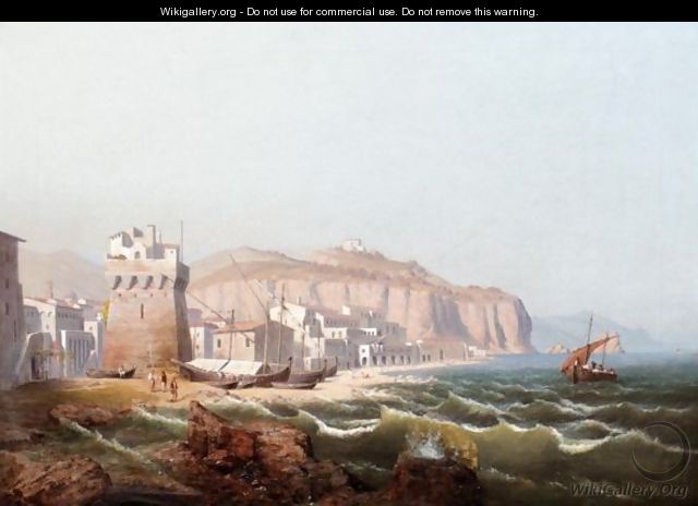 View Of An Italian Fortress, Possibly In Salerno - August Friedrich Wilhelm Nothnagel