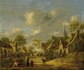 A Village Scene With Figures Near An Inn - Thomas Heeremans