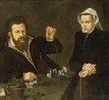 A Portrait Of A Pawn Broker And His Wife Valuing A Silver Cup And Cover On A Balance - Netherlandish School
