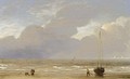 A Dutch Fishing Pink Hauled Up On The Shore On A Breezy Day - (after) Adriaen Van De Velde