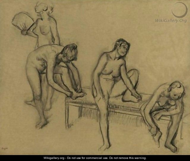 Quatre Danseuses Nues En Repos - Edgar Degas