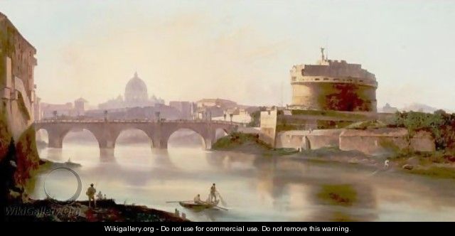 View Of The Tiber With The Castel Sant Angelo - Vincenzo Giovannini