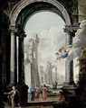 Architectural Capriccio With The Holy Family And Other Figures - (after) Viviano Codazzi