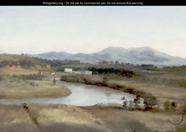 View Of The Tiber River - Auguste Jean-Baptiste Vinchon