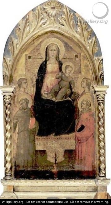 Madonna And Child With Saints Francis, Dorothy, Steven And A Young Male Saint Holding A Spear - Lorenzo Di Nicolo Di Martino