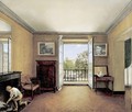Interior With A Young Chimney Sweep And A View Of Paris Beyond - French School