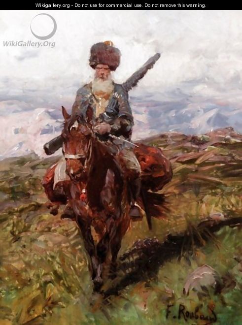Cossack On Horseback - Franz Roubaud