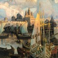 The Harbour At Novgorod - Apollinari Mikhailovich Vasnetsov