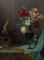 Vase Of Mixed Flowers With A Dove - Martin Johnson Heade