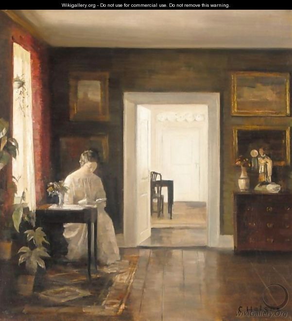 Interior Med En Kvinde Der Laser (Interior With A Woman Reading) - Carl Vilhelm Holsoe