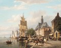 Tallship Moored By A Quayside - Cornelis Christiaan Dommelshuizen