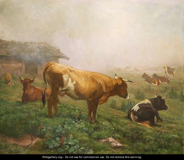 Kuhe Im Nebel, 1885 - Rudolf Koller