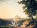 An Extensive Landscape With A View Of Chepstow Castle On A Hill Beyond - John Inigo Richards