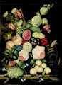 Still Life With Flowers, Grapes And Parrot - Dutch School