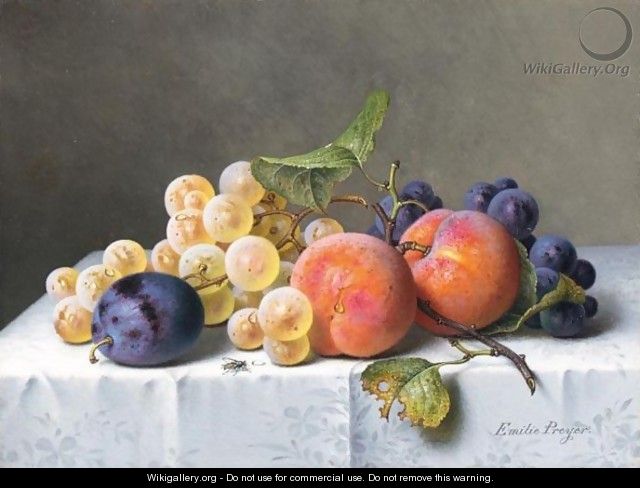 Stilleben Mit Pfirsichen Und Weintrauben (Still Life With Peaches And Grapes) - Emilie Preyer
