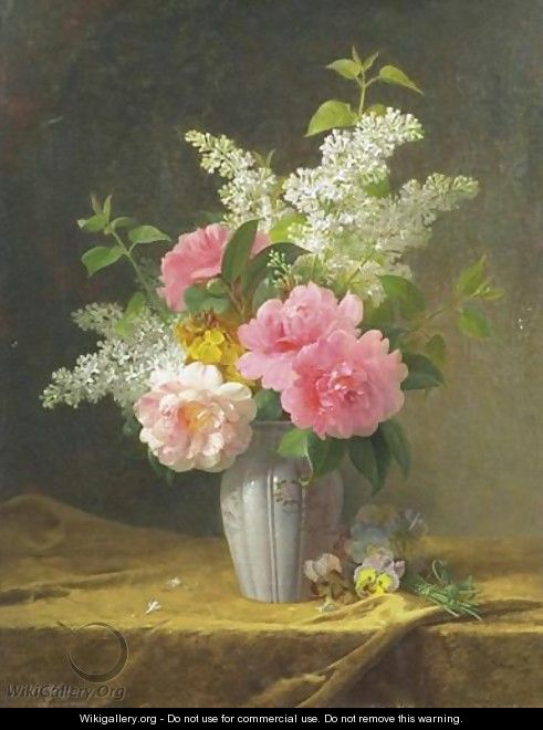 Vase De Lilas Et Pivoines - Jules-Ferdinand Medard