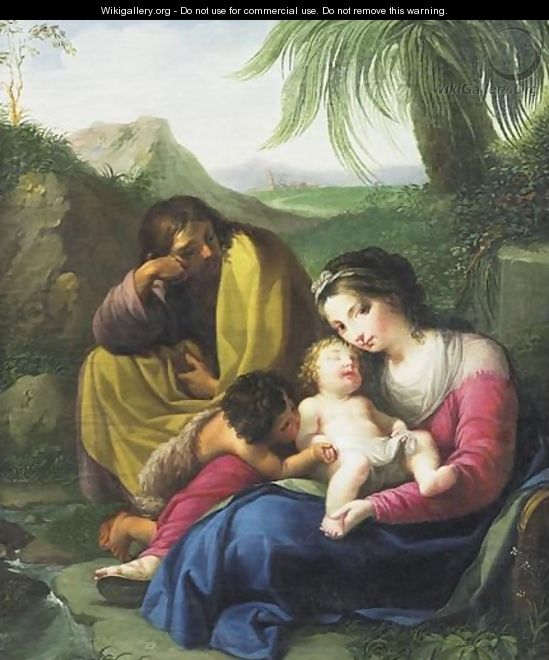 La Sainte Famille Avec Saint Jean-Baptiste Dans Un Paysage - (after) Louis-Gabriel Blanchet