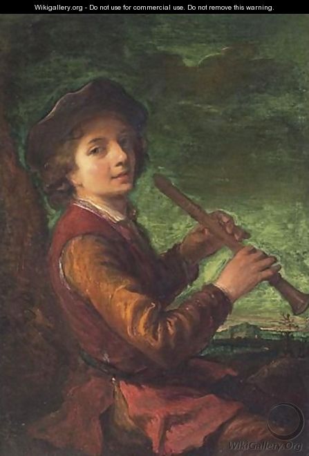 Jeune Garcon Jouant De La Flute Dans Un Paysage - Jean-Alexis Grimou