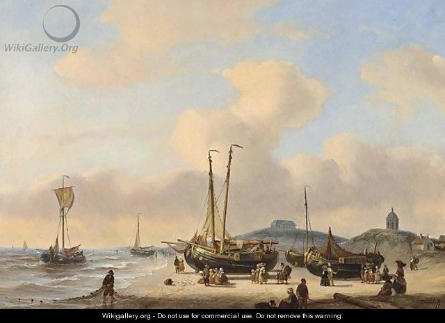 Fisherfolk On The Beach Near Seinpost Duin, The Hague - George Willem Opdenhoff