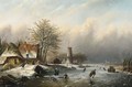 A Winter Landscape With Figures On The Ice - Jan Jacob Coenraad Spohler