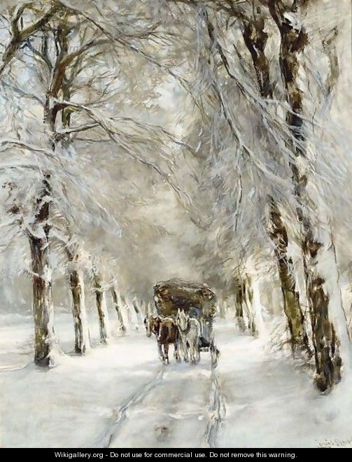 A Horse And Carriage On A Snowy Lane - Louis Apol