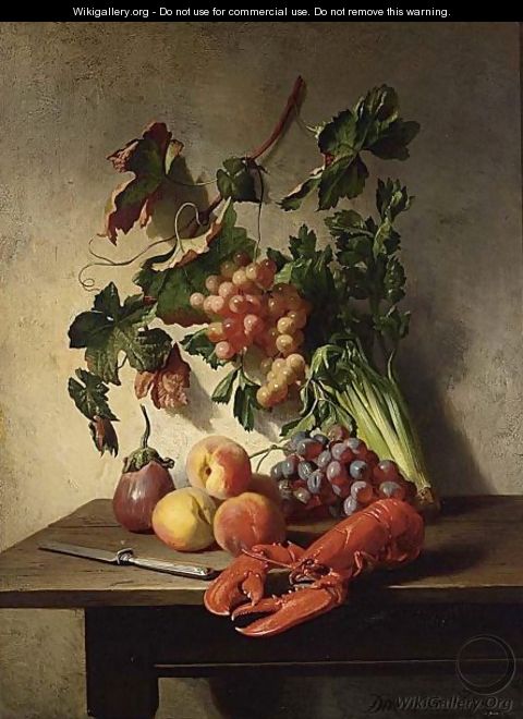 A Fruit And Vegetable Still Life With A Lobster And A Knife - David Emil Joseph de Noter