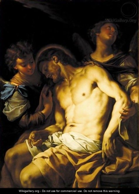 The Dead Christ Supported By Two Angels - Francesco Trevisani