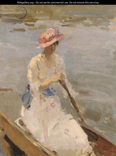 A Lady On A Boat On The River Thames, London - Isaac Israels