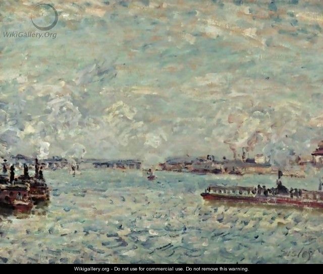 La Seine Au Point Du Jour - Alfred Sisley